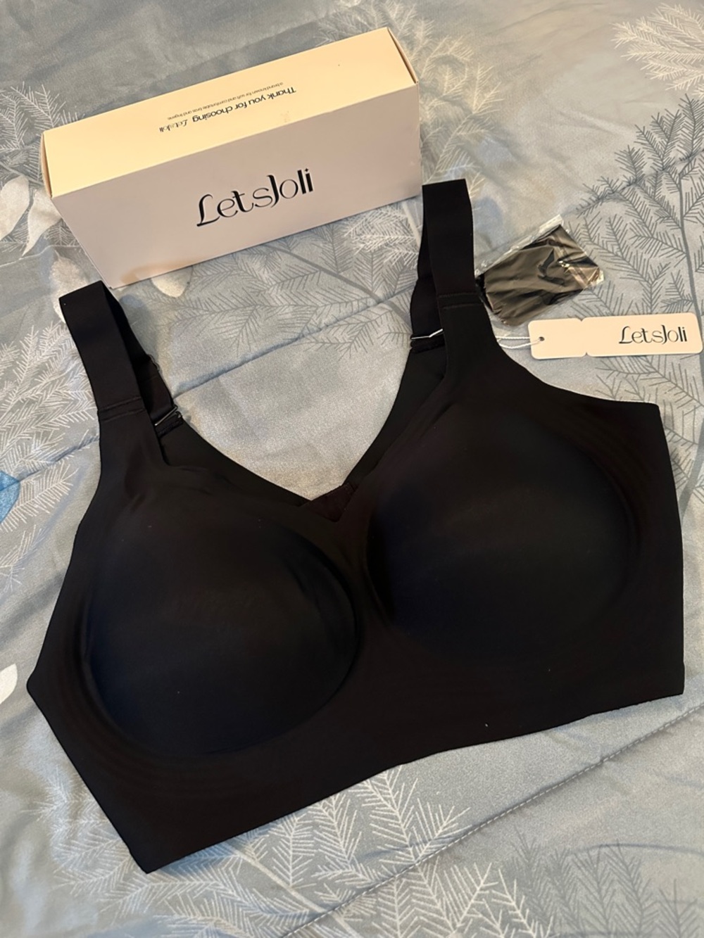 NWTS LetsJoli Black Seamless Wireless Bra - Comfortable Everyday Support SZ XL